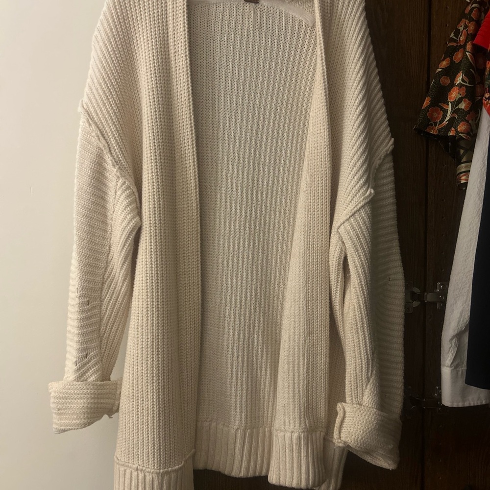 Free People Open-Front Cream Knit Women’s Cardigan Sweater
